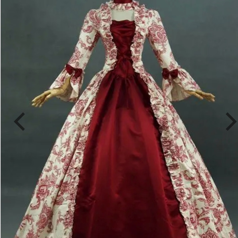 Vintage-Inspired Red and Cream Long Sleeve Dress